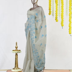 Sky Bloom Tissue Organza Saree