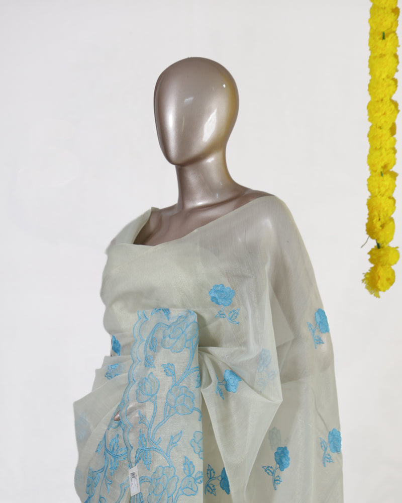 Sky Bloom Tissue Organza Saree