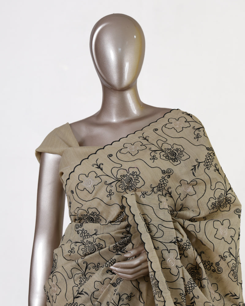 Midnight Bloom Raw Silk Saree