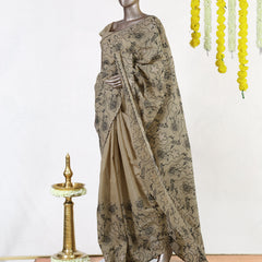 Midnight Bloom Raw Silk Saree