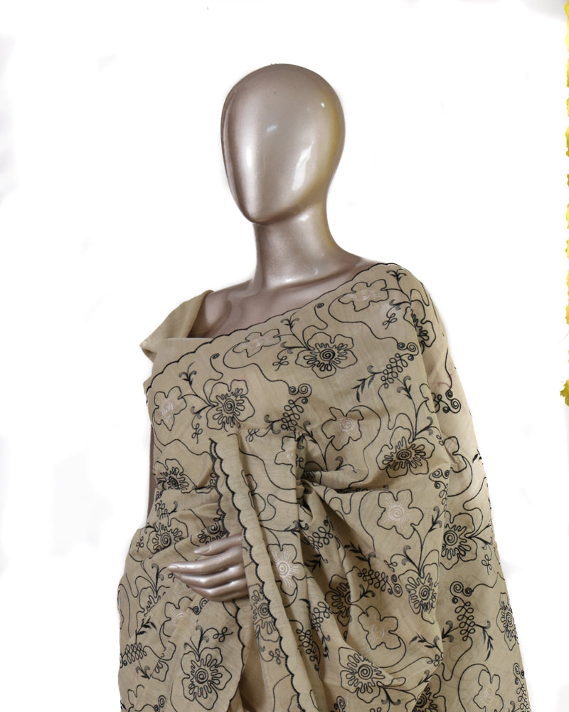 Midnight Bloom Raw Silk Saree