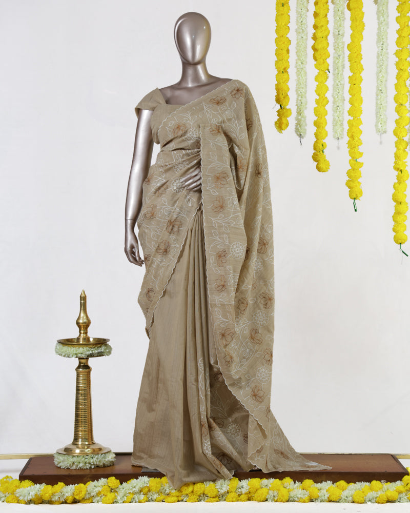Earth Blossom Crinkle Saree