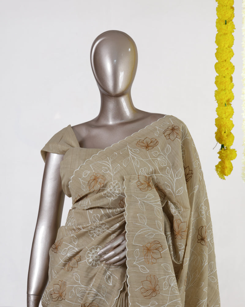 Earth Blossom Crinkle Saree