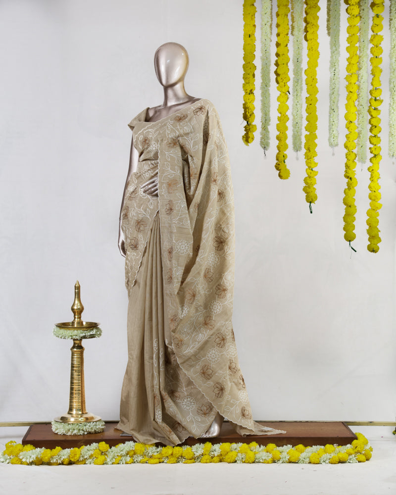 Earth Blossom Crinkle Saree