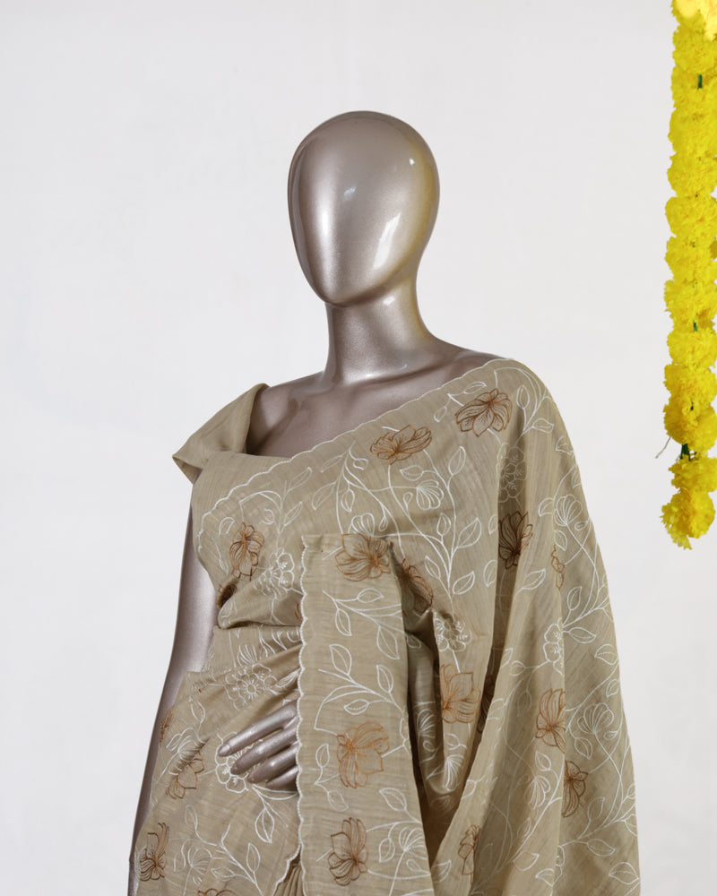 Earth Blossom Crinkle Saree
