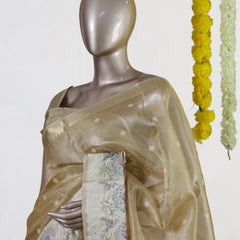 Golden Tissue Floral Border Onam Saree