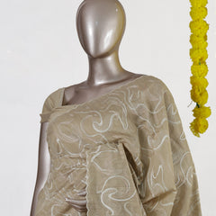 Beige Semi-Jute Embroidered Onam Saree