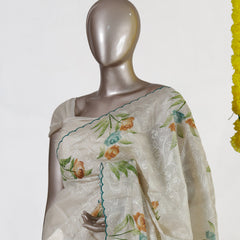 Ivory Meadow Embroidered Tissue Kota Onam Saree