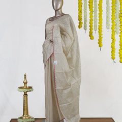 Ivory Heritage Embroidered Tissue Kota Onam Saree