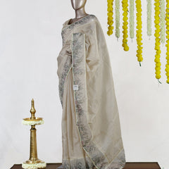 Ivory Wildflower Embroidered Kota Onam Saree