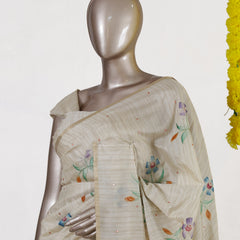 Ivory Meadow Bloom Embroidered Kota Onam Saree
