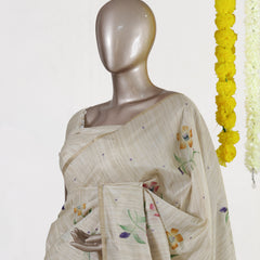 Ivory Spring Blossom Embroidered Kota Onam Saree