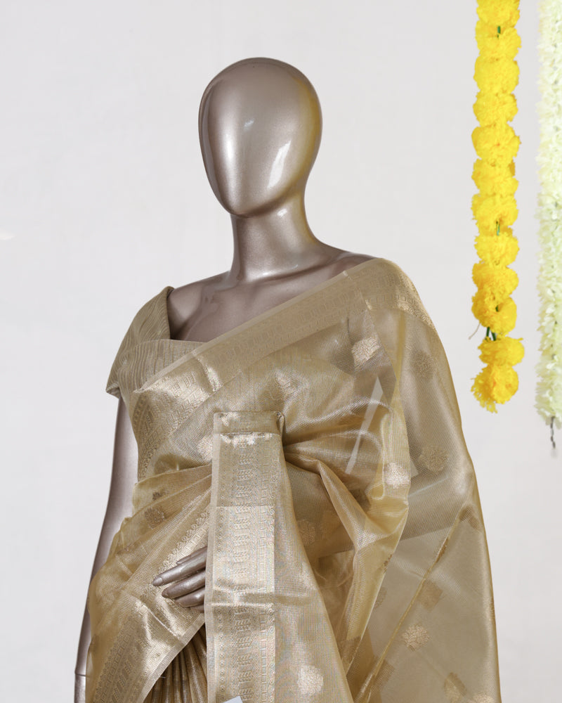 Golden Glow Tissue Saree