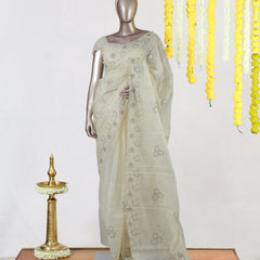 Ivory Blossom Lace Saree