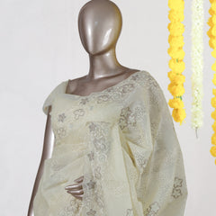 Ivory Blossom Lace Saree