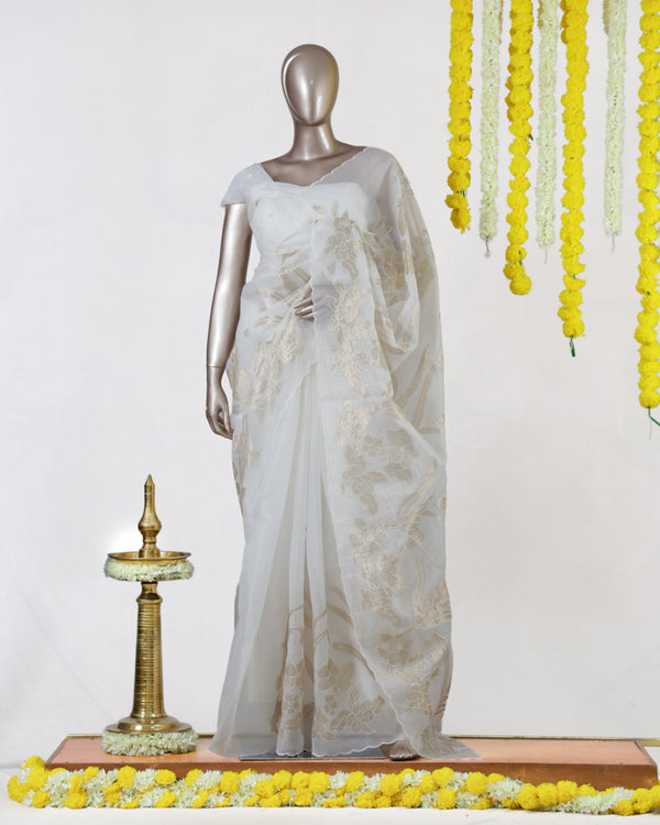 Ivory Bloom Organza Saree