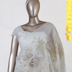 Ivory Bloom Organza Saree