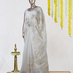 Ivory Bloom Organza Saree