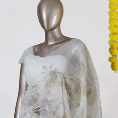 Ivory Bloom Organza Saree