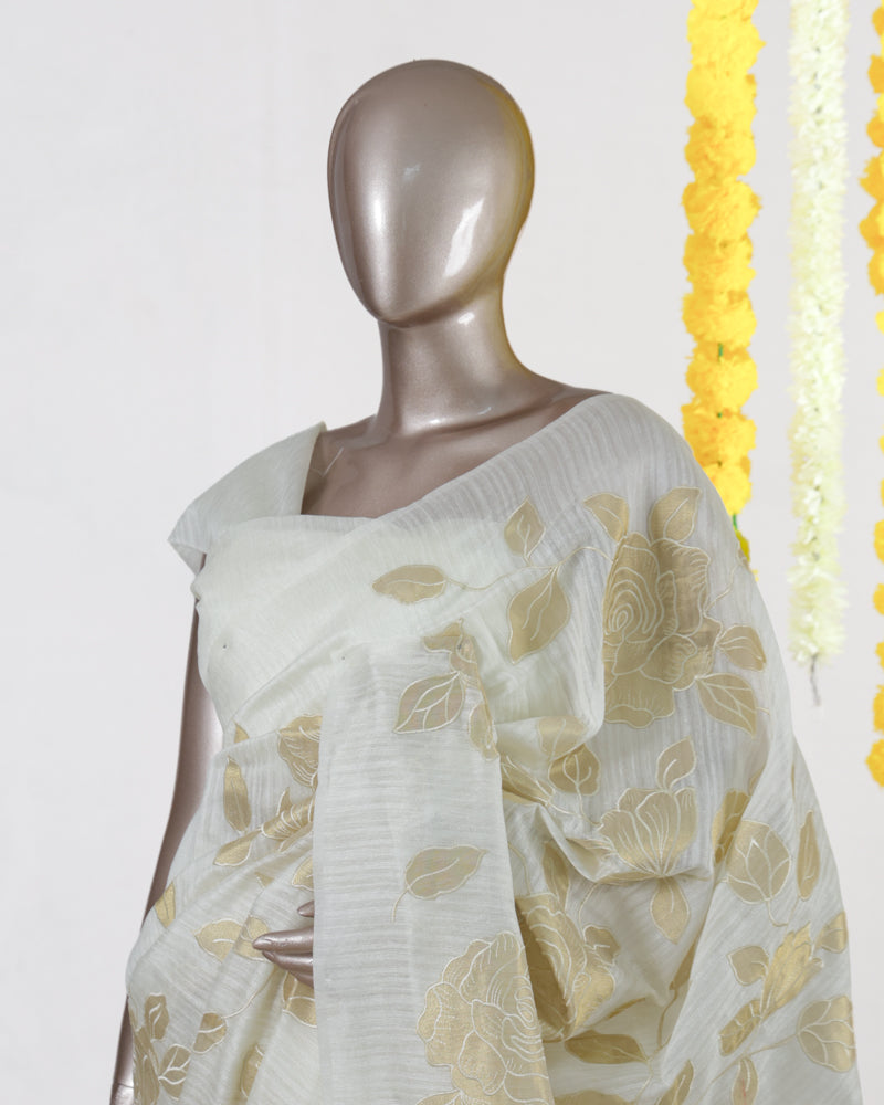 Golden Rose Organza Saree