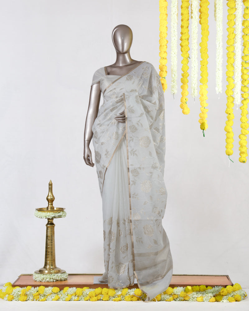 Ivory Rose Organza Saree