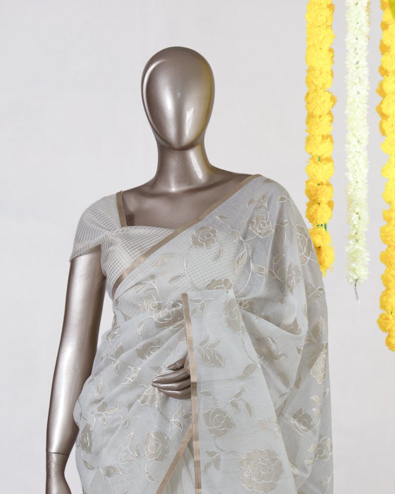 Ivory Rose Organza Saree