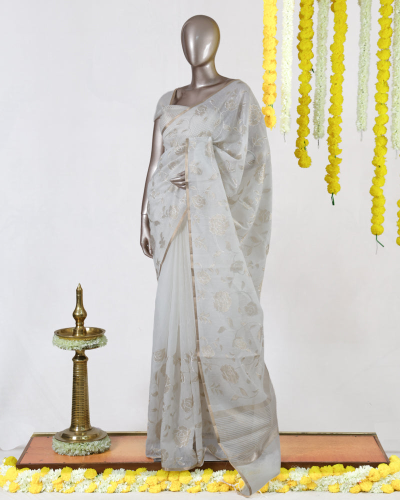 Ivory Rose Organza Saree