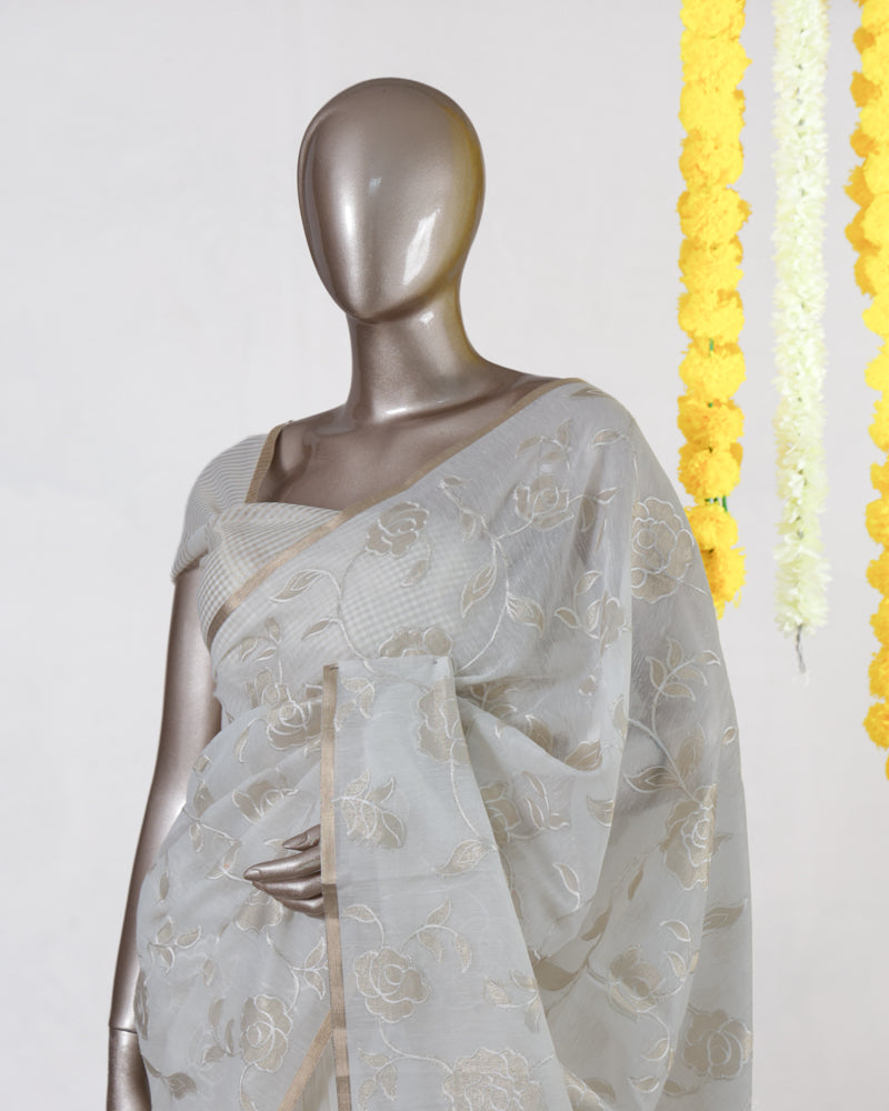 Ivory Rose Organza Saree