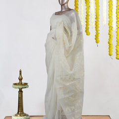 Ivory Fern Kota Saree