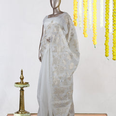 Champagne Rose Organza Saree