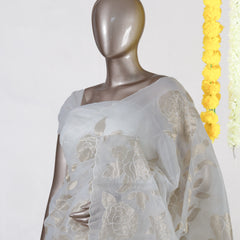 Champagne Rose Organza Saree