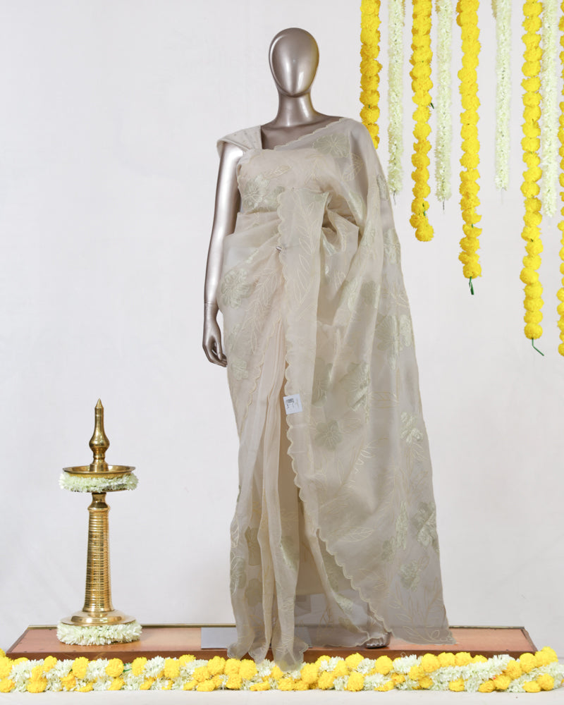Ivory Bloom Organza Saree