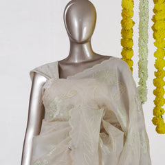 Ivory Bloom Organza Saree