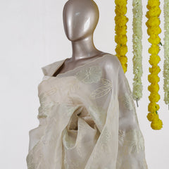 Ivory Bloom Organza Saree