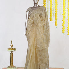 Golden Bloom Organza Saree