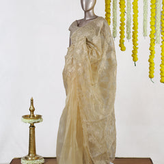 Golden Bloom Organza Saree