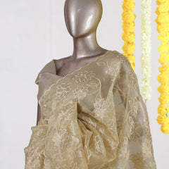 Golden Bloom Organza Saree