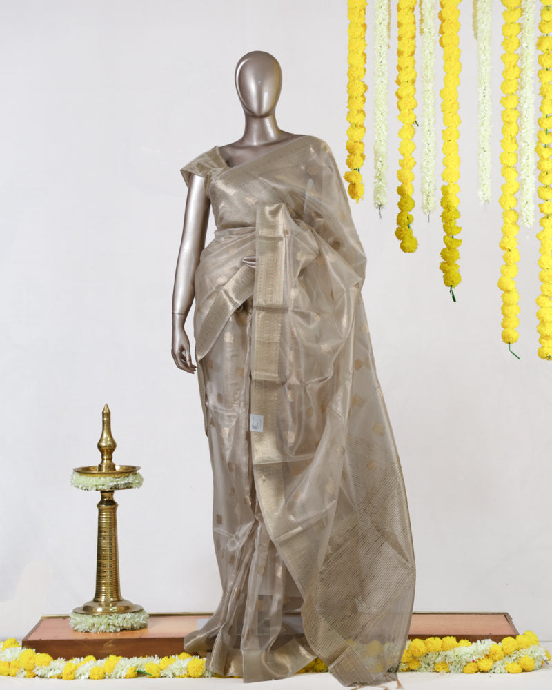 Champagne Glow Tissue Saree