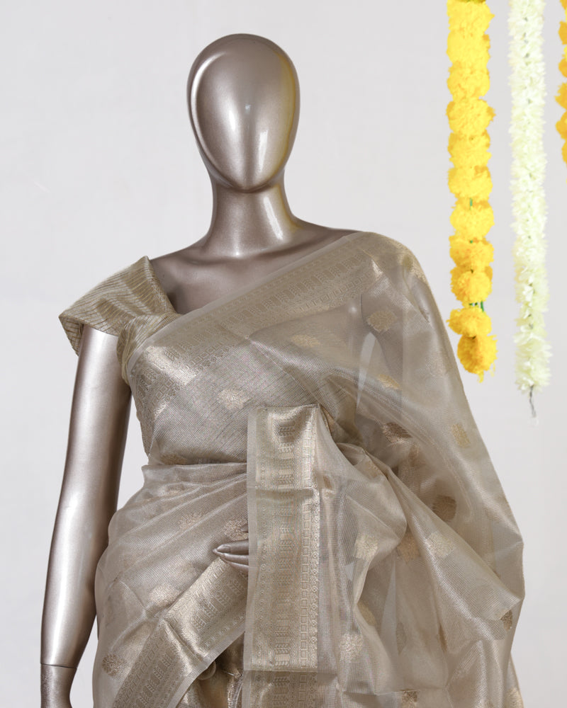 Champagne Glow Tissue Saree