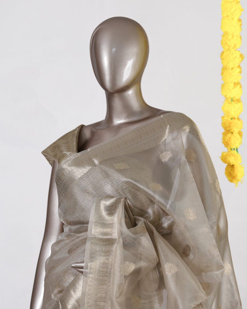 Champagne Glow Tissue Saree