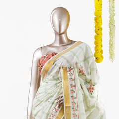 Pastel Floral Kerala Saree | പൂവും പത്രവും