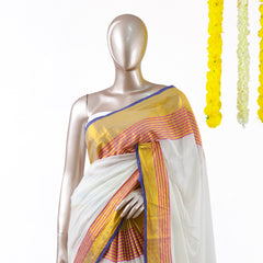 Royal Pink Border Mul Mul Cotton Saree