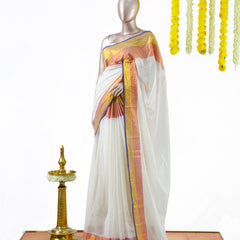 Royal Pink Border Mul Mul Cotton Saree