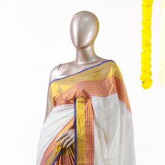 Royal Pink Border Mul Mul Cotton Saree