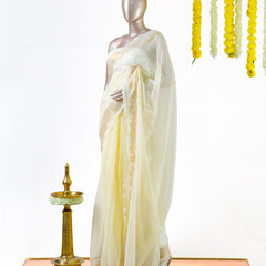 Golden Leaf Mul Mul Cotton Saree