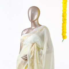 Golden Leaf Mul Mul Cotton Saree
