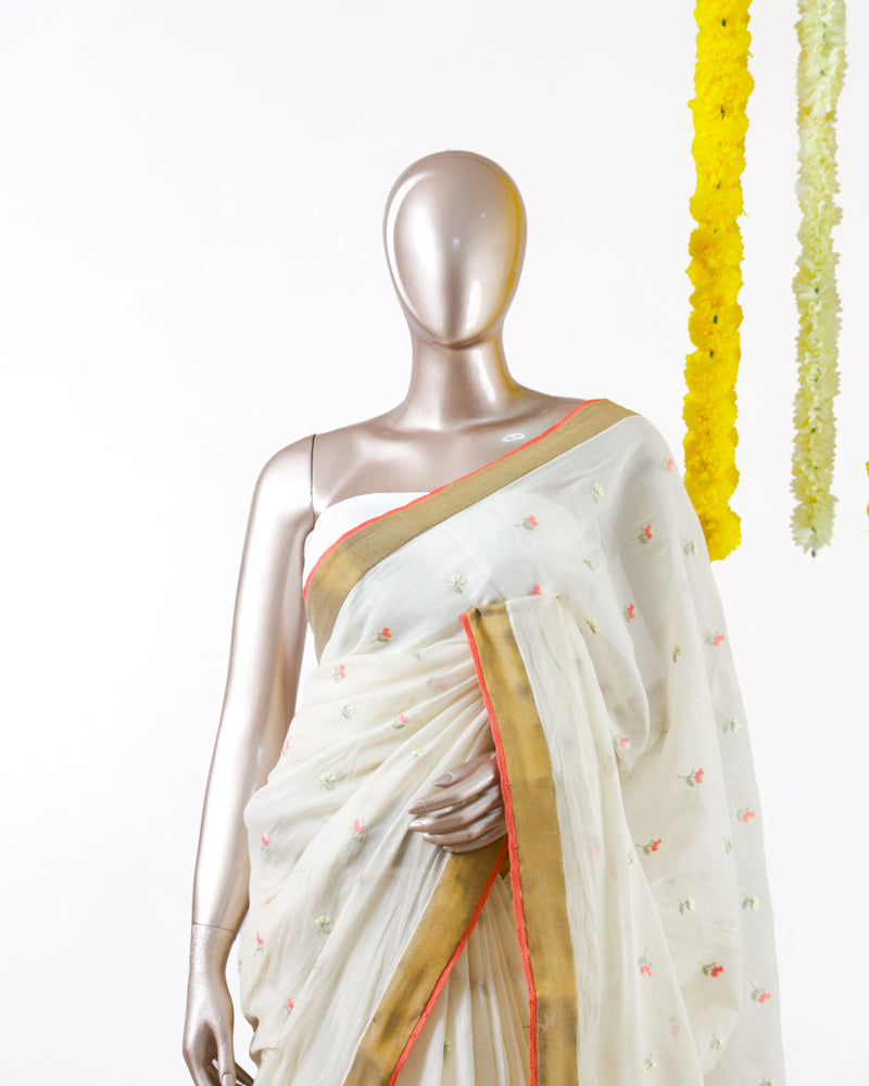 Coral Butta Mulchandani Saree with Lace