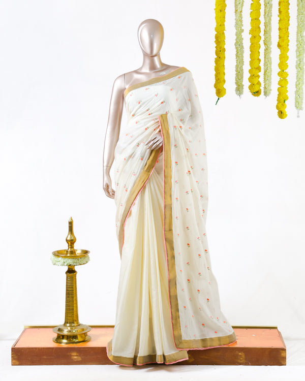 Peach Butta Mulchandani Saree with Lace