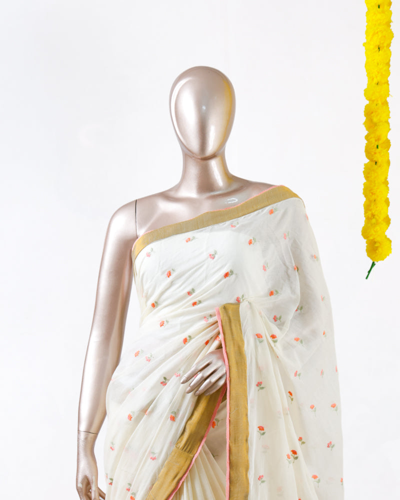 Peach Butta Mulchandani Saree with Lace