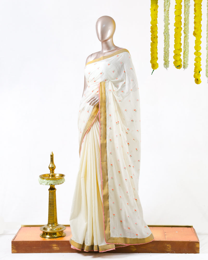 Peach Butta Mulchandani Saree with Lace